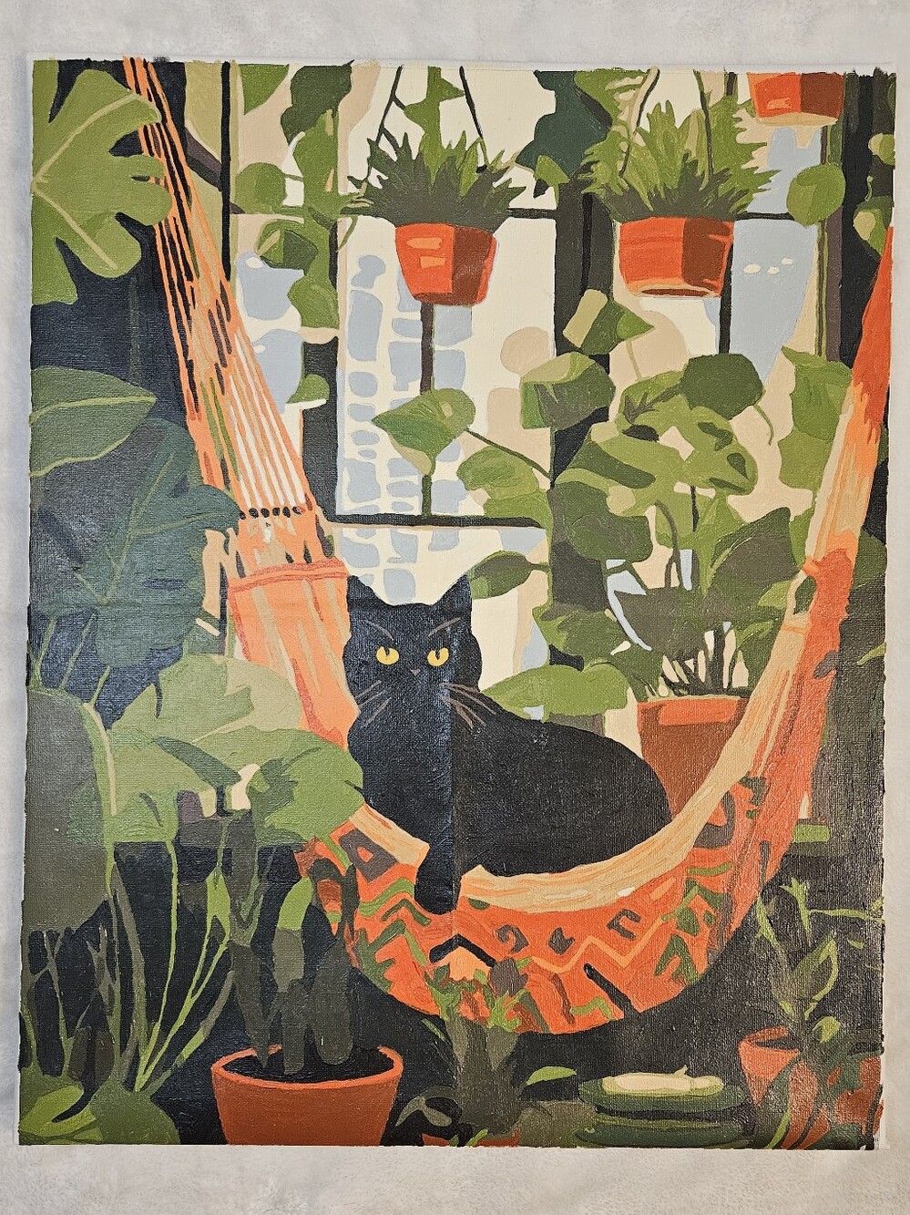 Hand Painted Black Cat in Hammock Canvas Art - Picture 6 of 7